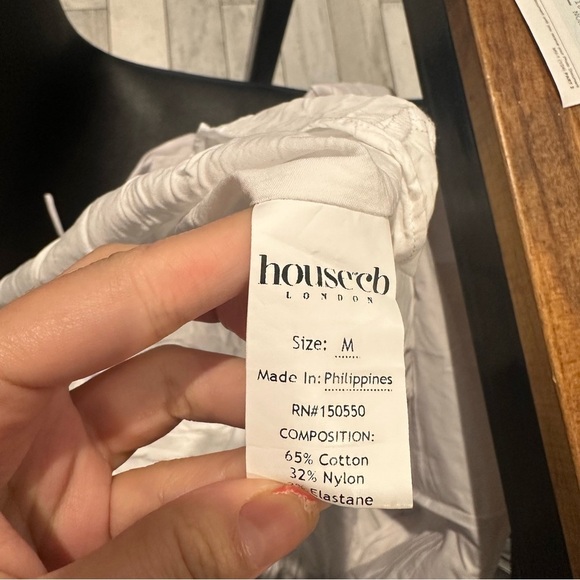 House of CB Natassia White Cotton Mini Dress Medium - Picture 3 of 12